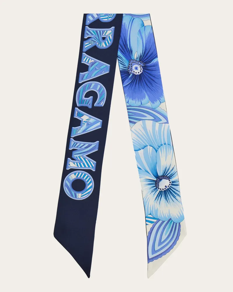 Ferragamo Damen Bandeau-Tuch mit Brezza-Print Blau Blau