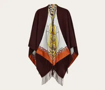 Damen Wende-Cape mit Rooster-Print Braun