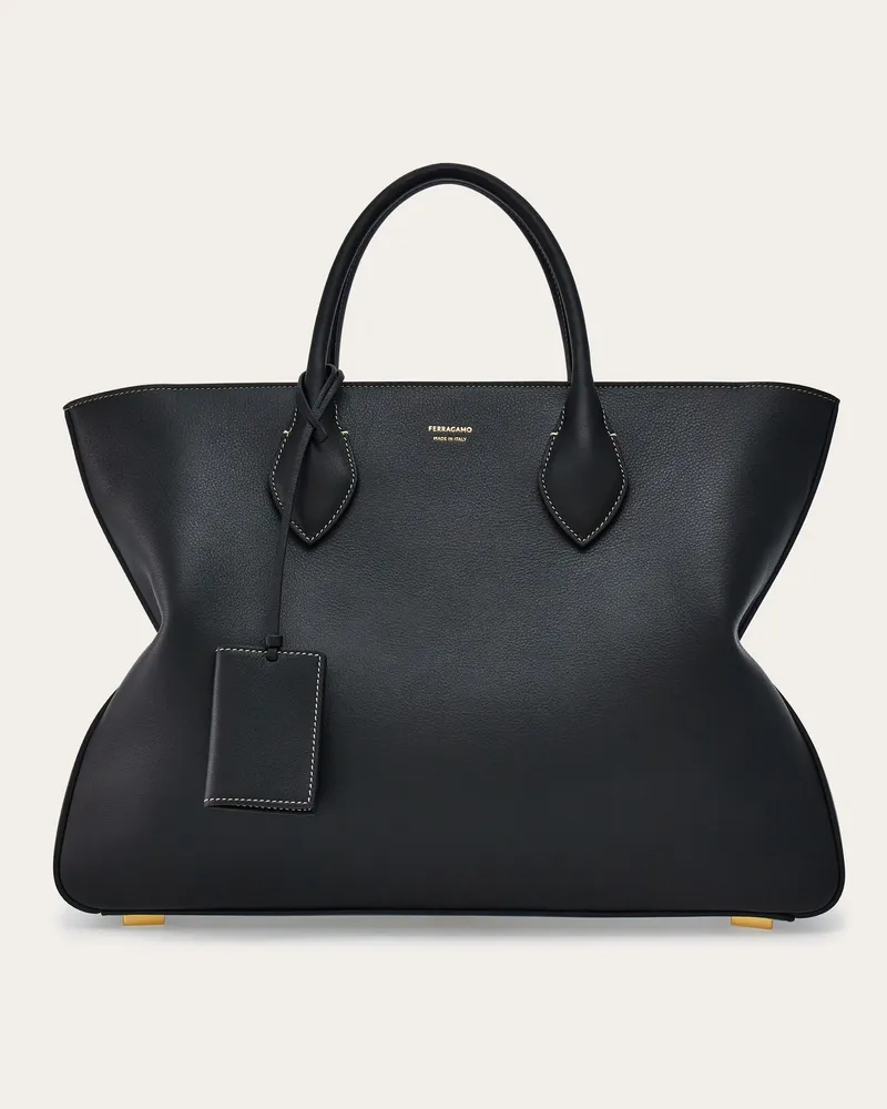 Ferragamo Herren Star-Shaped Totebag (L) Schwarz Schwarz