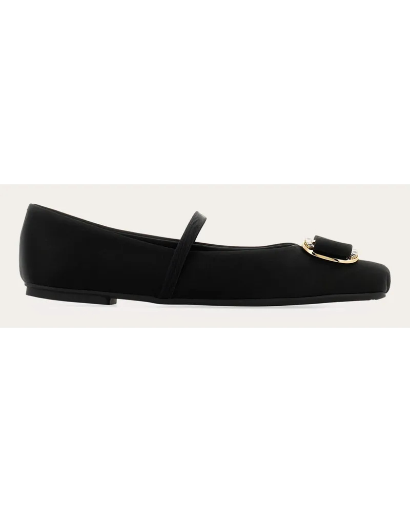 Ferragamo Damen Ballerina New Vara Plate Schwarz Größe 5 Schwarz