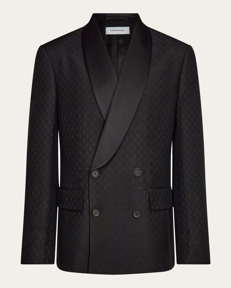 Ferragamo Herren Zweireiher-Blazer Schwarz Schwarz