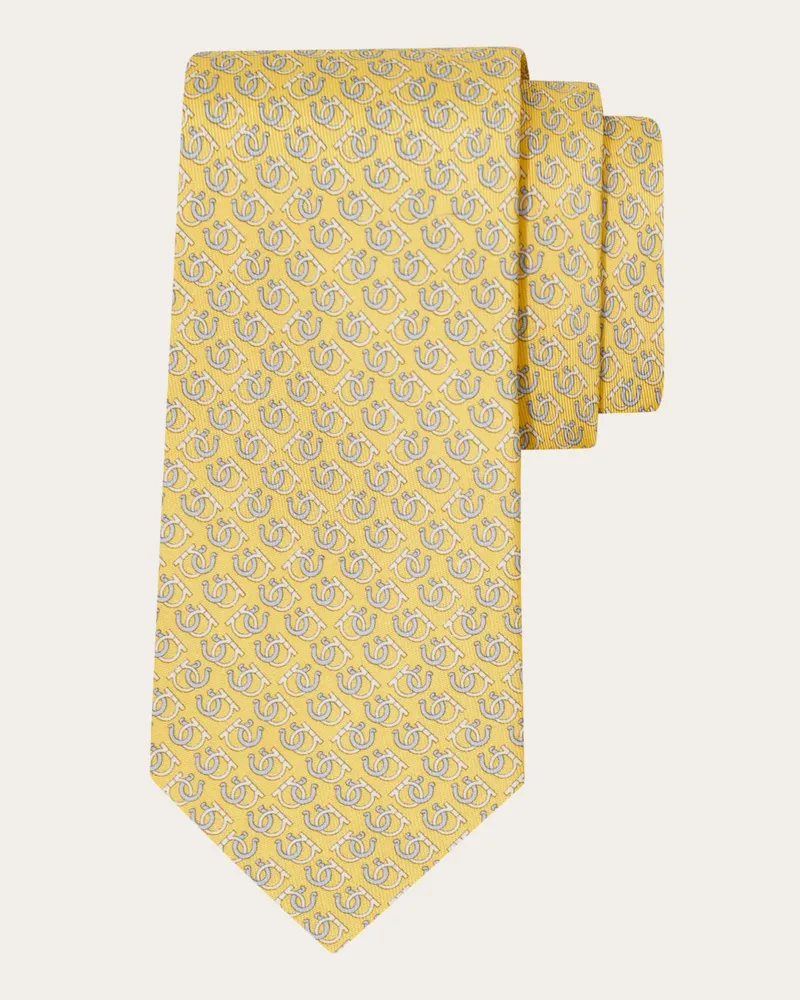 Ferragamo Herren Seidenkrawatte mit Good-Luck-Print Gelb Gelb