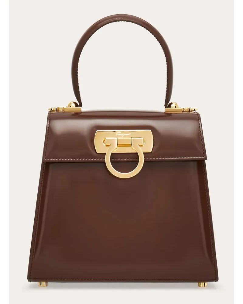 Ferragamo Damen Iconic Top Handle (S) Braun Braun
