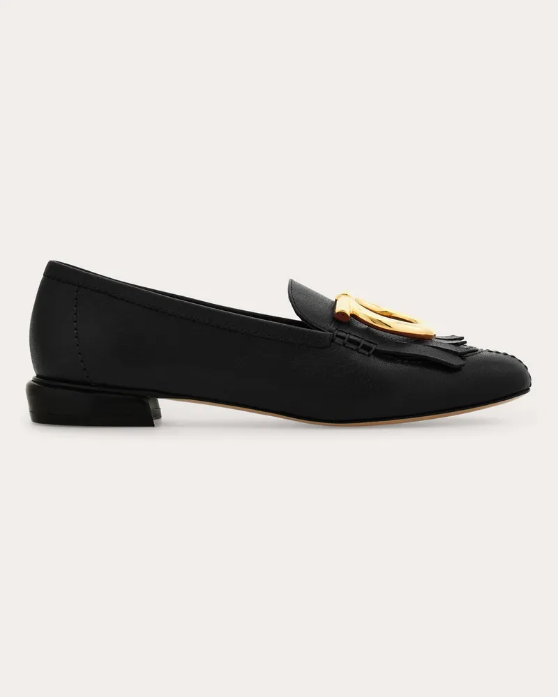 Ferragamo Damen Loafer in Mokassin-Machart mit Fransen und Gancini Schwarz Größe Schwarz