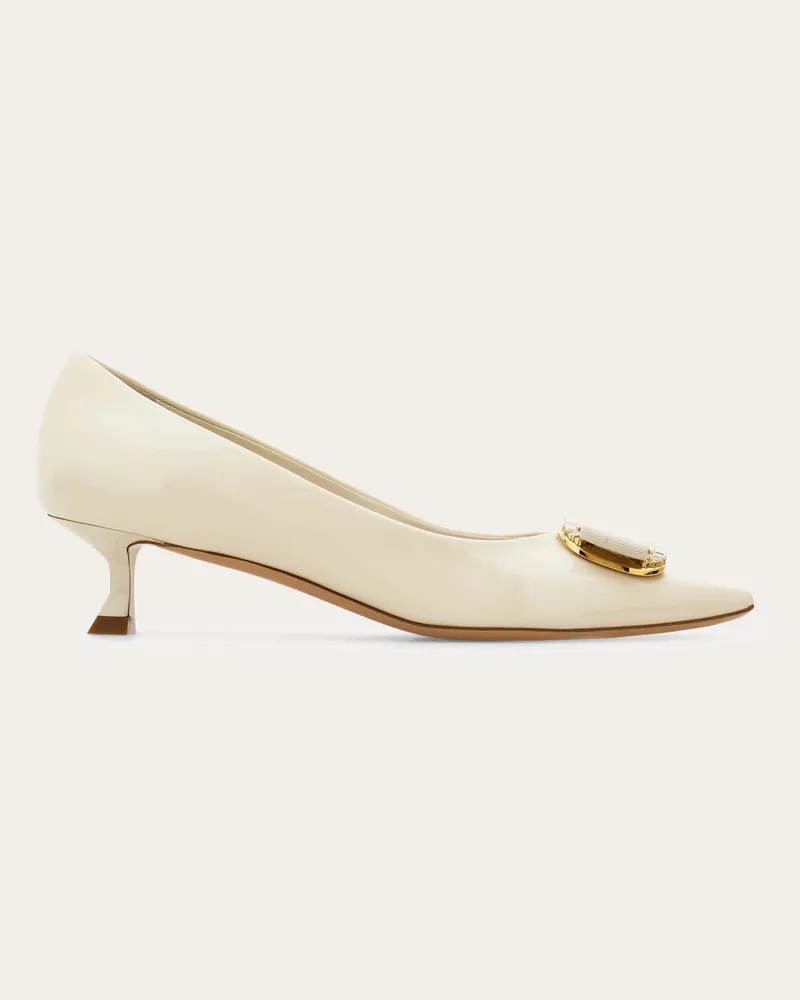 Ferragamo Damen Bridal - Pumps mit Vara-Plakette Weiß Größe Weiß