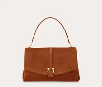 Damen Handtasche mit Klappe (L) Braun