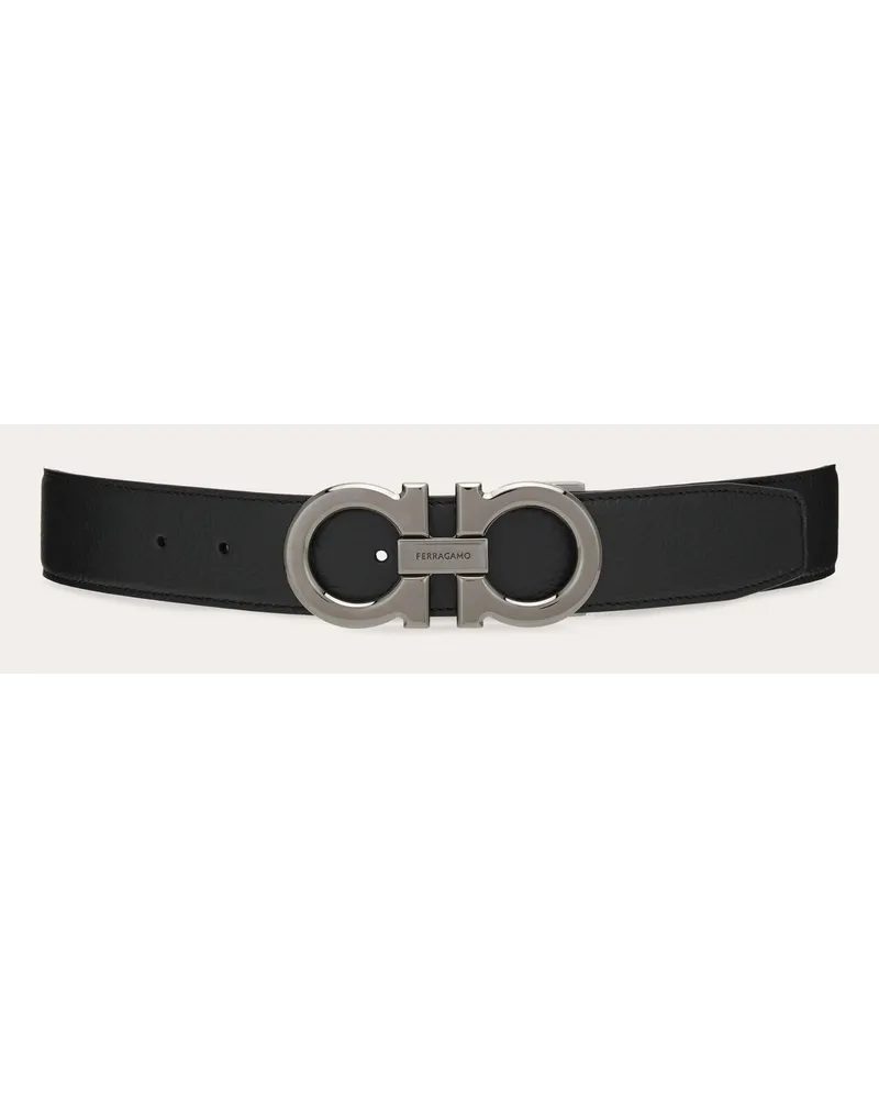 Ferragamo Herren Verstellbarer Gancini Wendegürtel Schwarz Schwarz