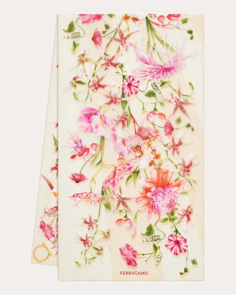 Ferragamo Damen Seidenschal mit Gaia-Print Rosa Rosa