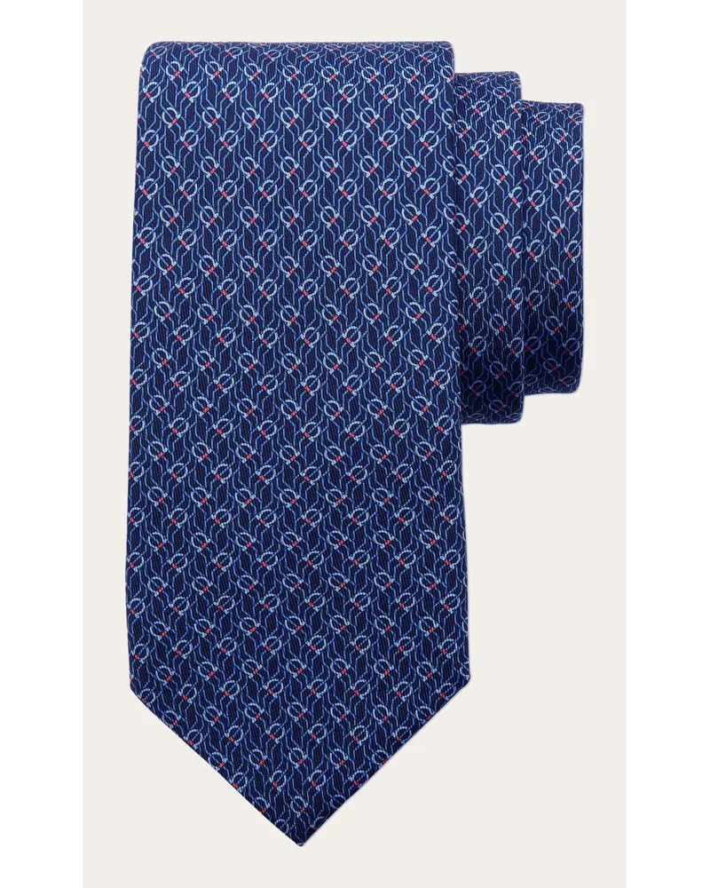 Ferragamo Herren Seidenkrawatte mit Tetris-Print Blau Blau