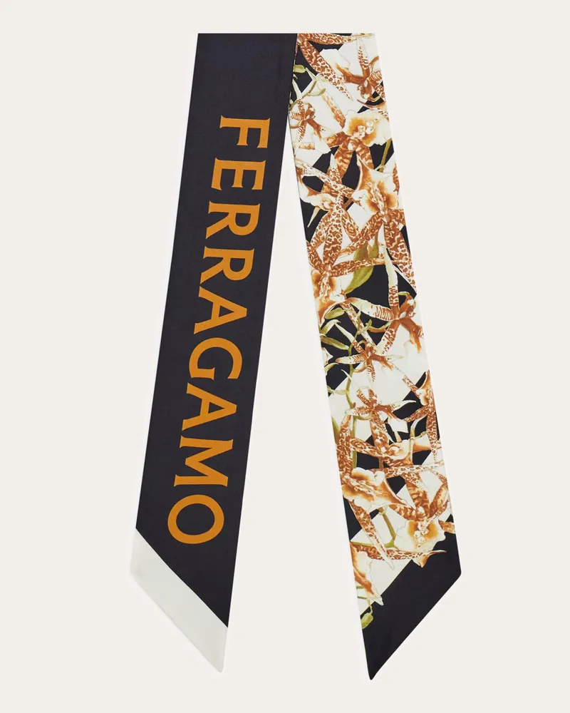 Ferragamo Damen Bandeau-Tuch mit Gaia-Print Weiß Weiß