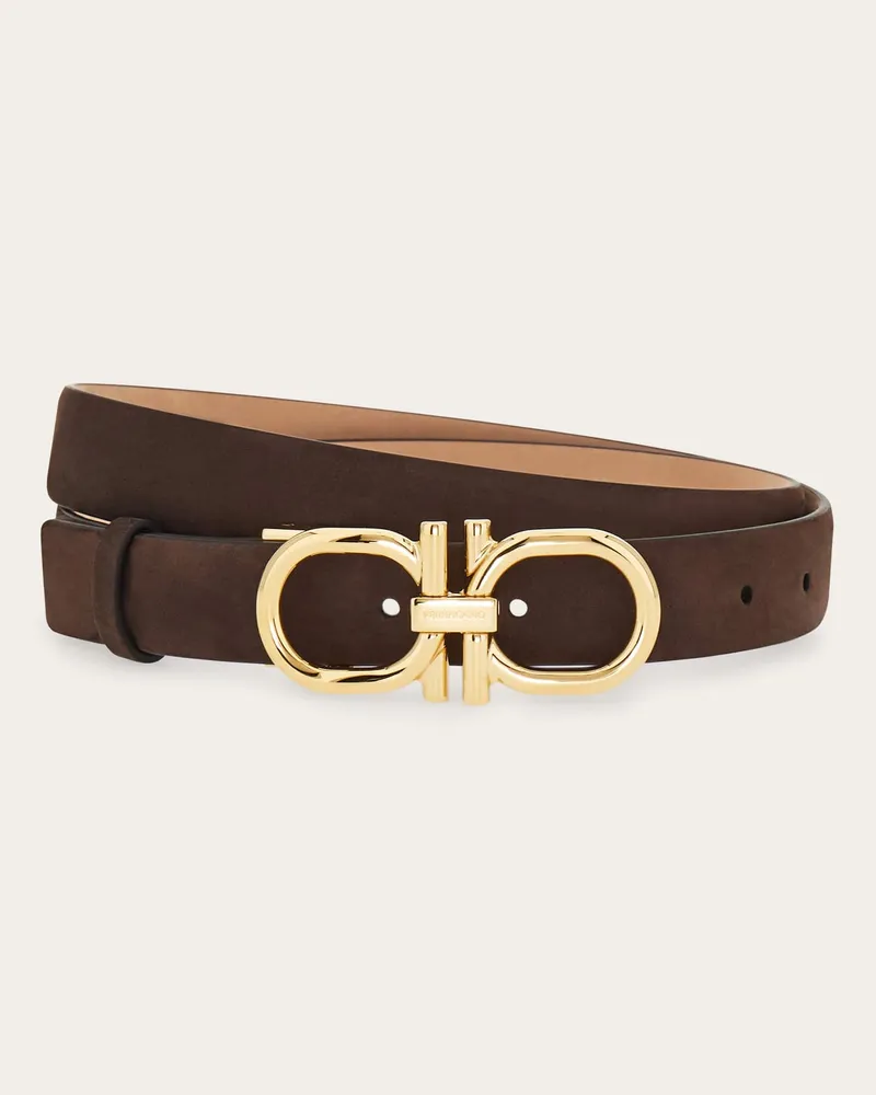 Ferragamo Damen Verstellbarer Gancini-Gürtel Braun Braun