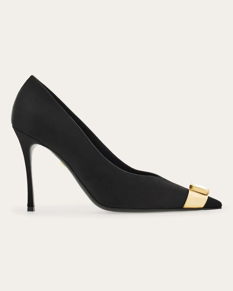 Ferragamo Damen Pumps mit Kristall Schwarz Größe Schwarz