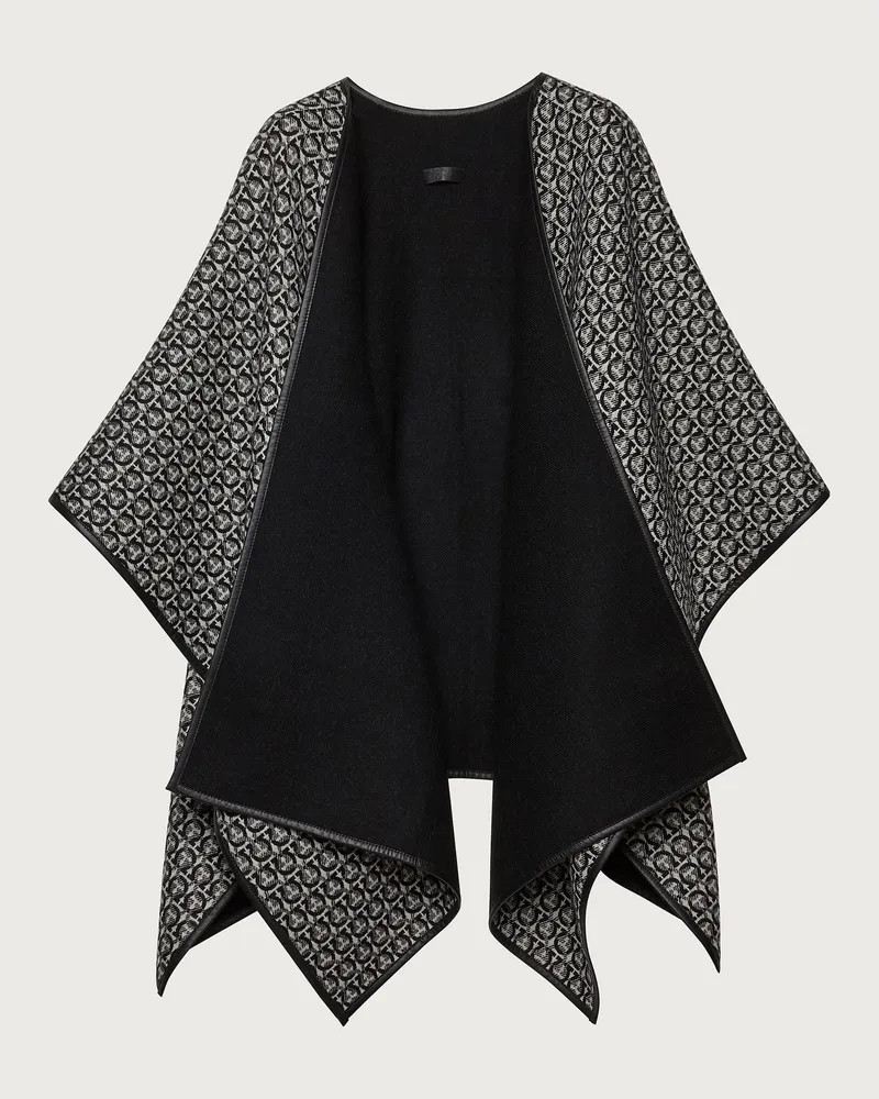 Ferragamo Damen Cape mit Gancini-Detail Schwarz Schwarz