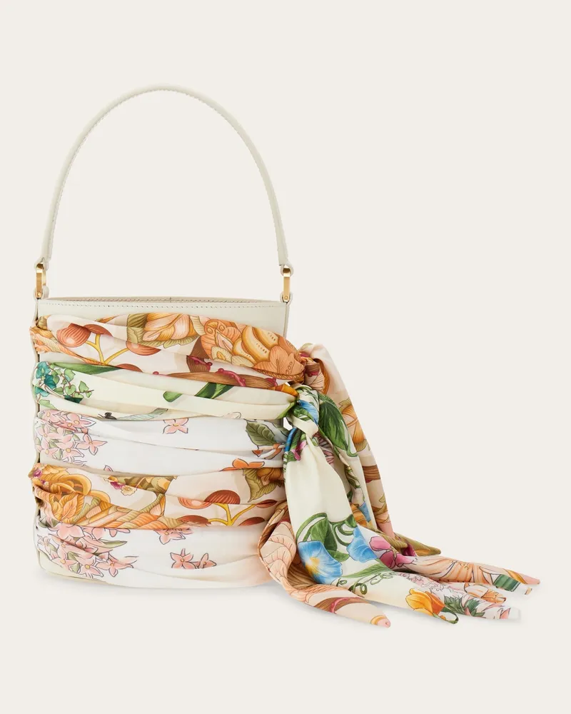 Ferragamo Damen Mini Beuteltasche mit Foulard und Gancini Mehrfarbig Mehrfarbig