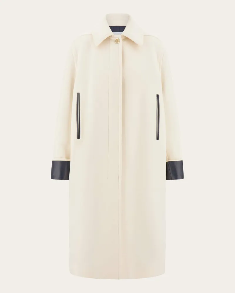 Ferragamo Damen Einreihiger Mantel aus Wolle und Kaschmir Beige Beige