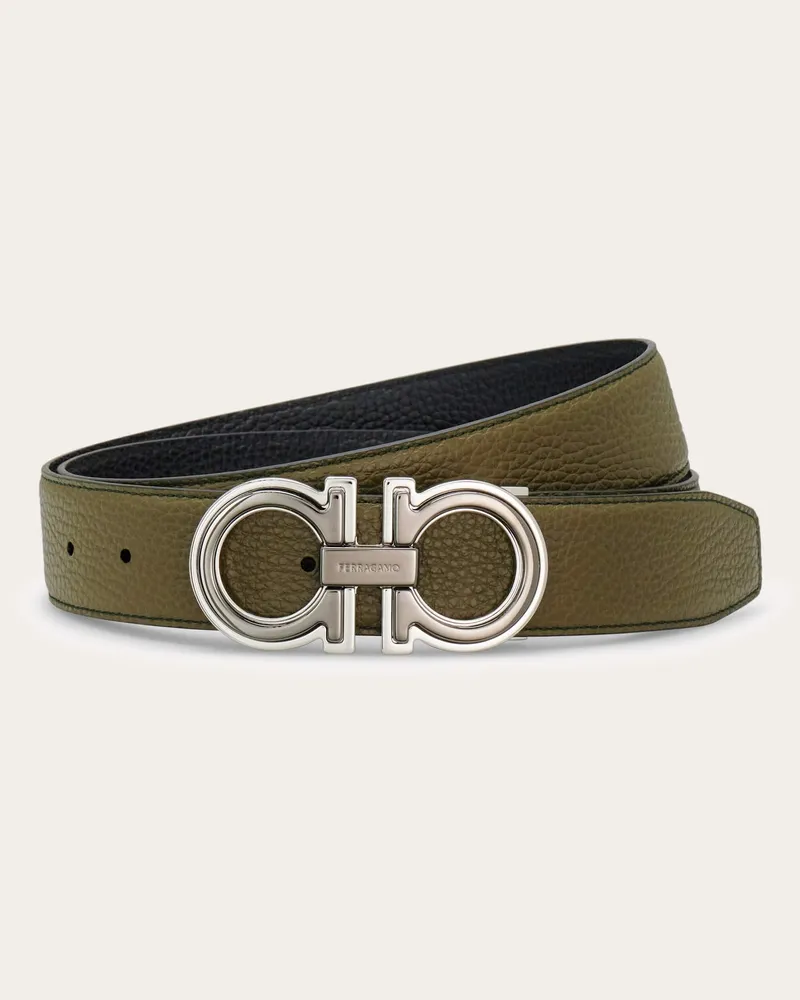 Ferragamo Herren Verstellbarer Gancini Wendegürtel Grün Grün