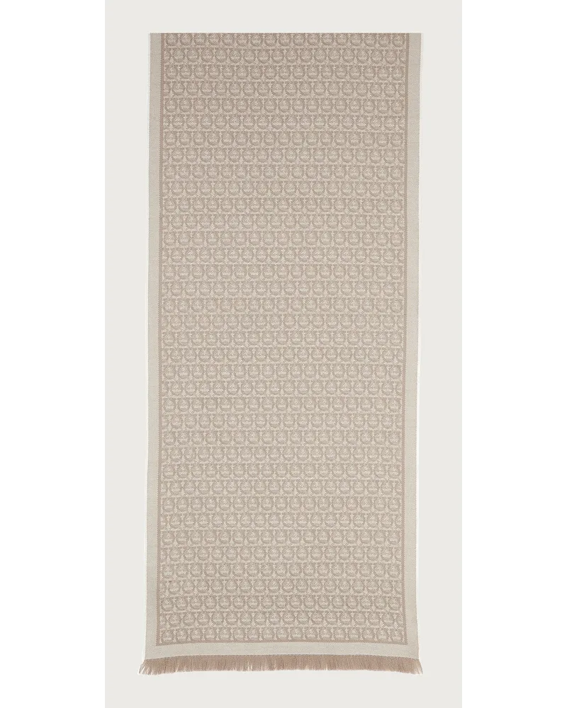 Ferragamo Damen Gancini-Wollschal Beige Braun