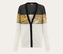 Damen Strickjacke mit Rooster-Print Mehrfarbig