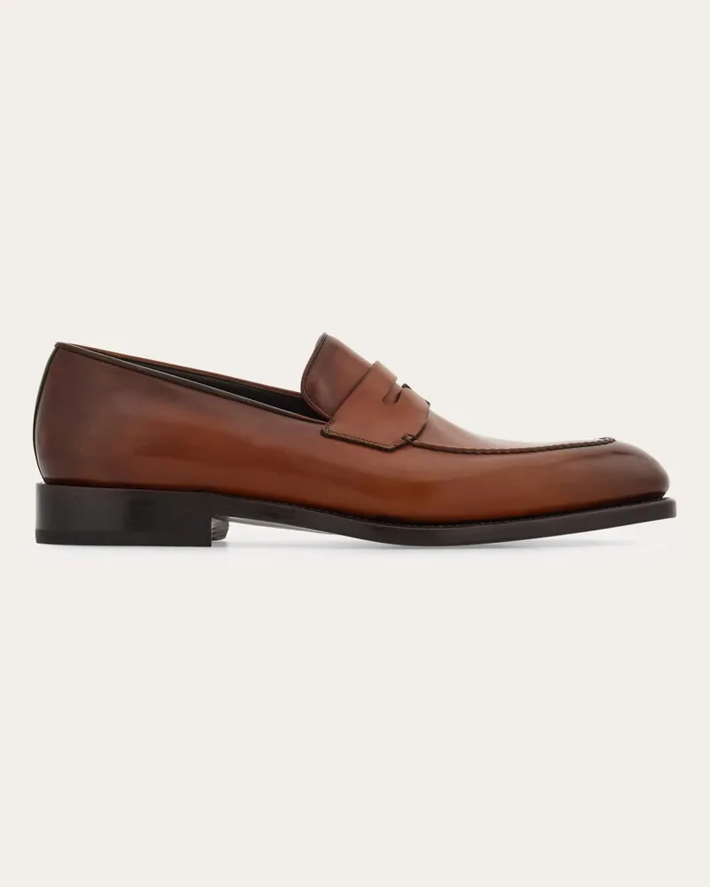 Ferragamo Herren Penny-Loafer in Tramezza-Machart Beige Größe Braun