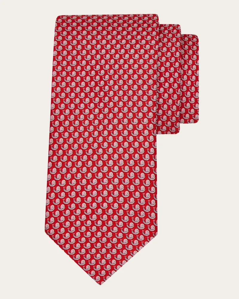 Ferragamo Herren Seidenkrawatte mit Schnecken-Print Rot Rot