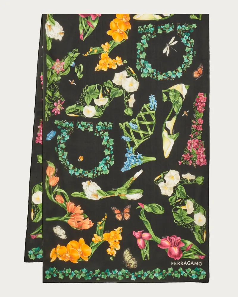 Ferragamo Damen Seidenschal mit Eden-Shoes-Print Mehrfarbig Mehrfarbig