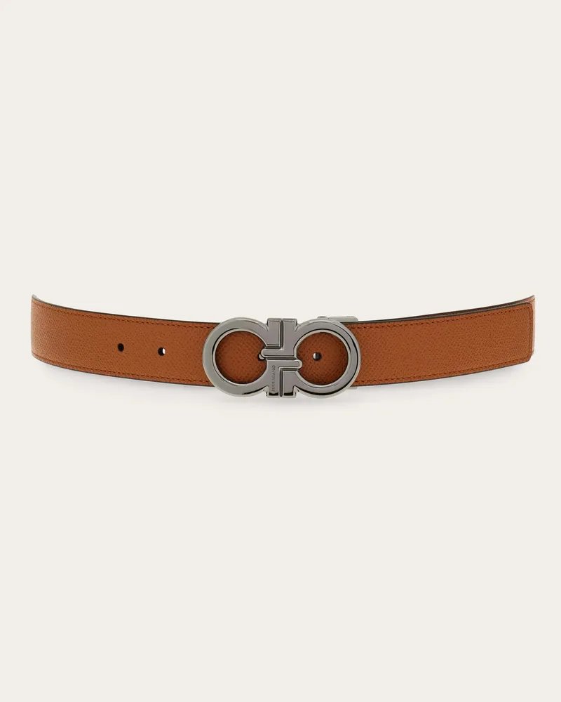 Ferragamo Herren Verstellbarer Gancini Wendegürtel Beige Braun