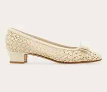 Damen Pumps mit Vara-Schleife aus Makramee Weiß Größe