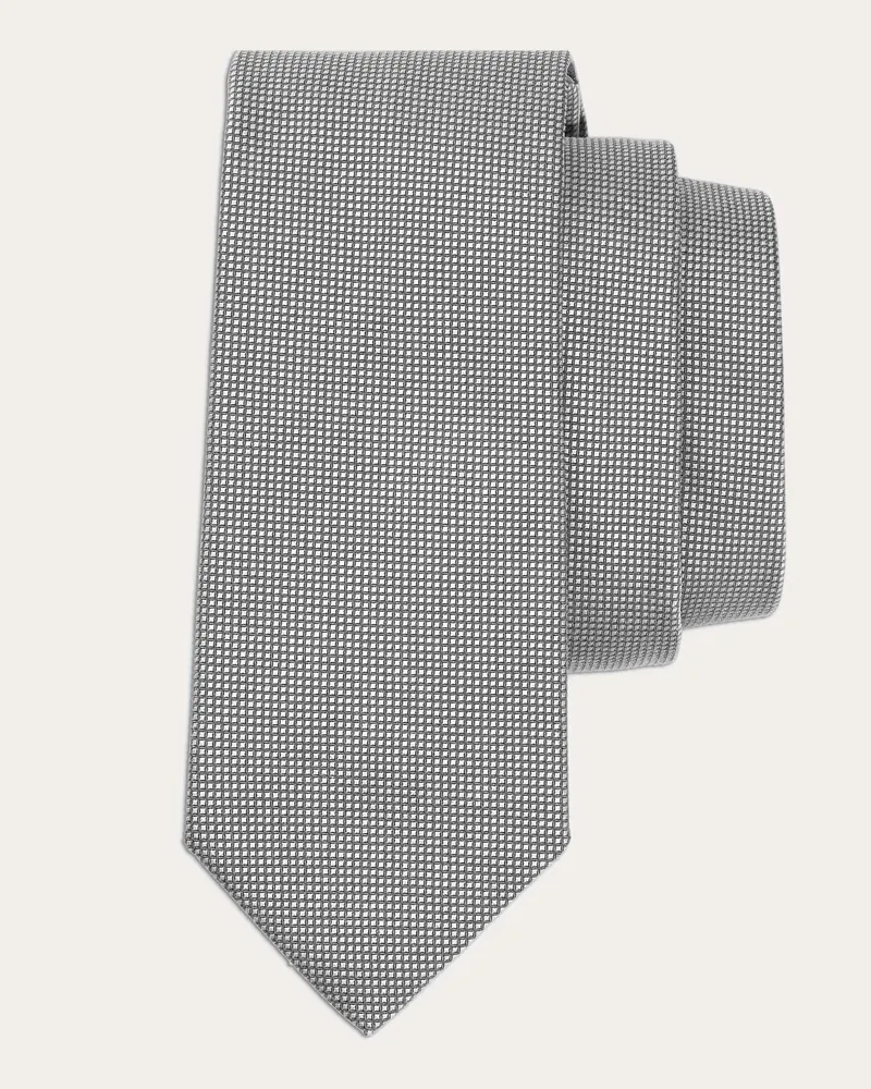 Ferragamo Herren Krawatte aus Seiden-Baumwoll-Piqué Grau Grau