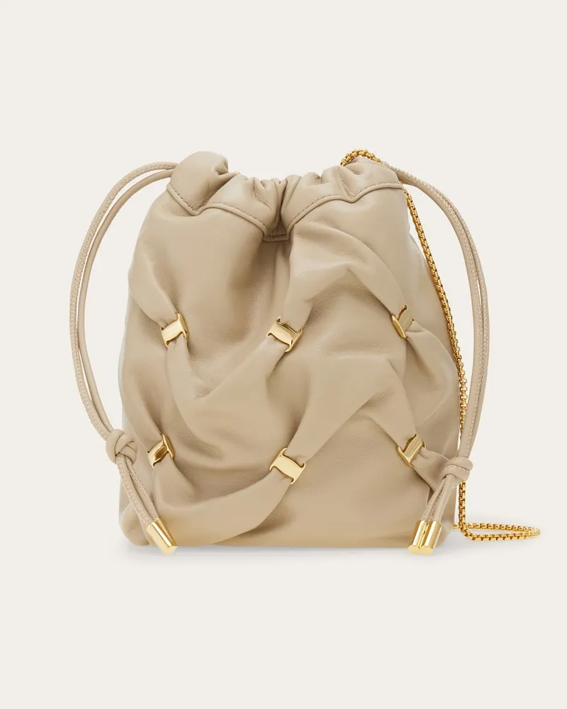 Ferragamo Damen Mini Beuteltasche mit Vara-Schleife Beige Braun