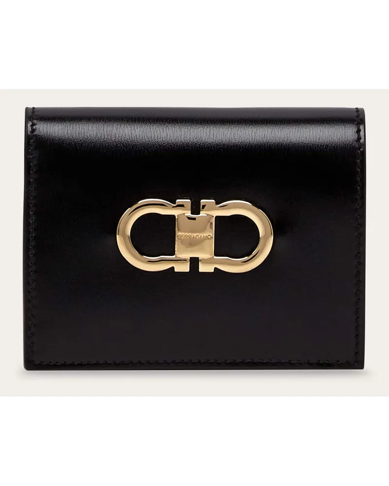 Ferragamo Damen Gancini Portemonnaie Schwarz Schwarz