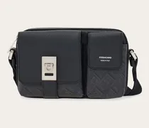 Herren Ferragamo Monogram Multipocket Umhängetasche Schwarz