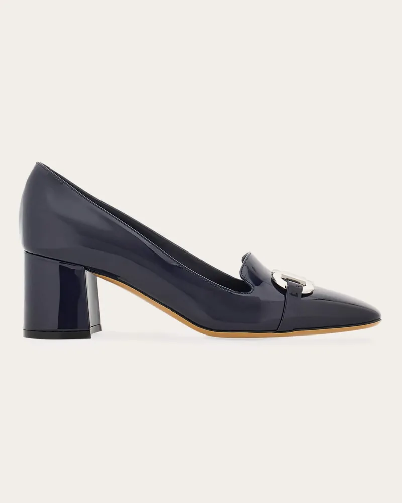 Ferragamo Damen Pumps mit Gancini-Ornament Blau Größe 5 Blau