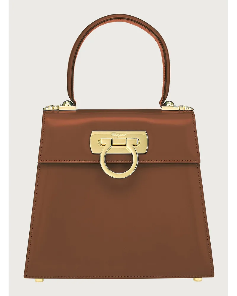 Ferragamo Damen Iconic Top Handle (S) Braun Braun