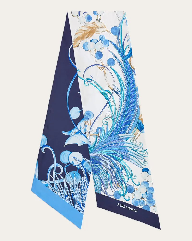 Ferragamo Damen Bandeau-Tuch mit Tiere-Print Blau Blau
