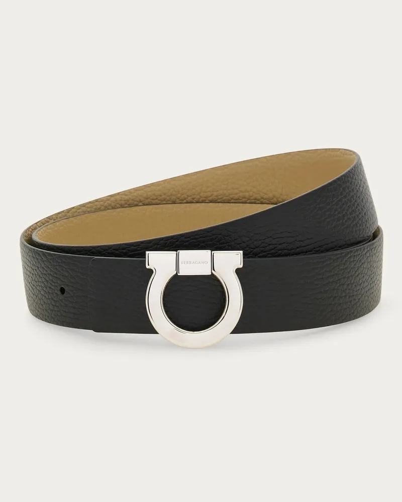 Ferragamo Herren Fester Wendegürtel Schwarz Schwarz