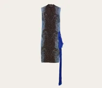 Damen Kleid mit Blume Blau