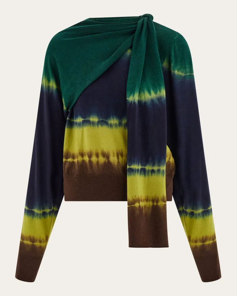 Ferragamo Damen Pullover Batik Grün Grün