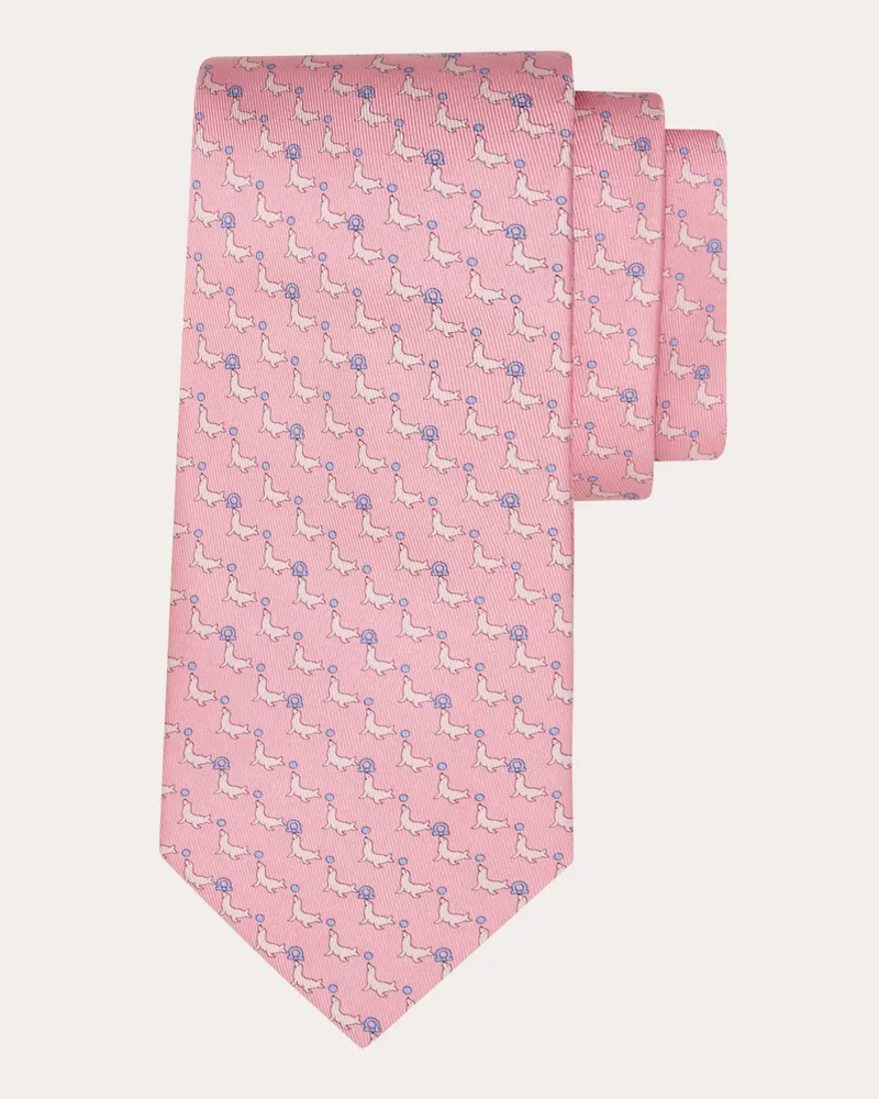 Ferragamo Herren Seidenkrawatte mit Robben-Print Rosa Rosa