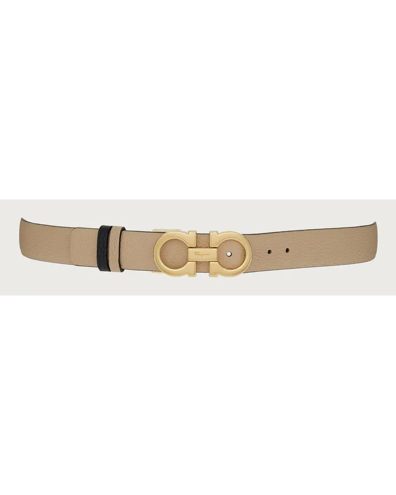 Ferragamo Damen Verstellbarer Wendegürtel Beige Braun