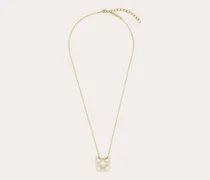 Damen Kette mit Four Gancini Anhänger mit Kristallen Gold