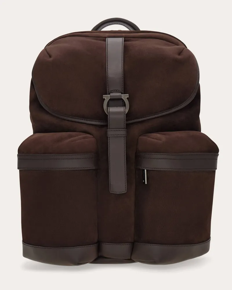 Ferragamo Herren Rucksack aus Veloursleder Braun Braun