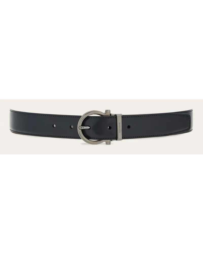 Ferragamo Herren Verstellbarer Gancini Wendegürtel Schwarz Schwarz