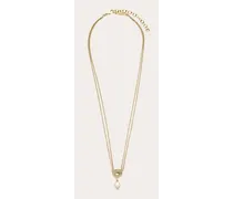 Damen Kette mit Gancini-Anhänger mit Perle und Kristallen Gold