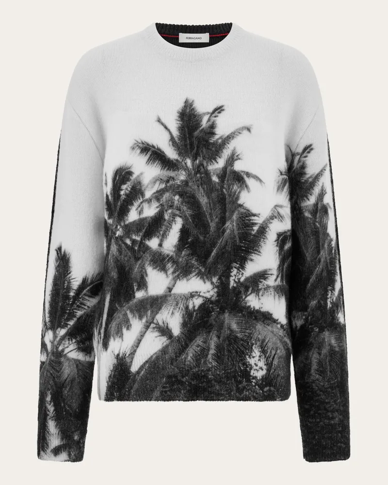 Ferragamo Herren Pullover mit Trinidad-Print Weiß Weiß