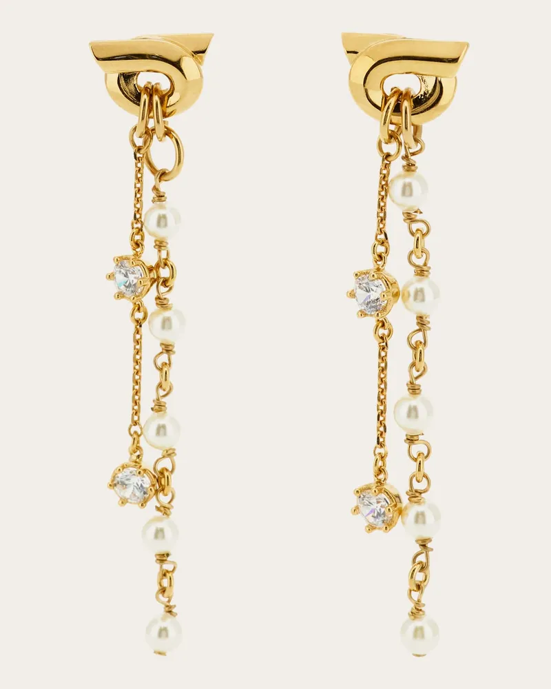 Ferragamo Damen Ohrringe mit Doppelanhänger Gold Gold