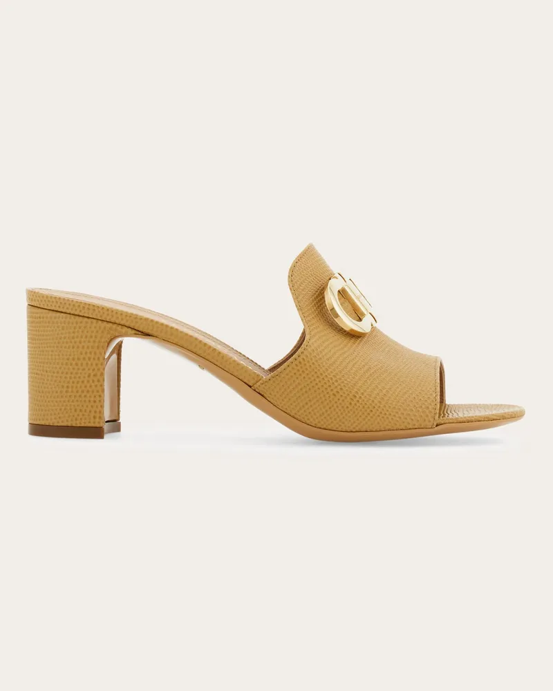 Ferragamo Damen Slide mit Gancini-Ornament Beige Größe 5 Beige