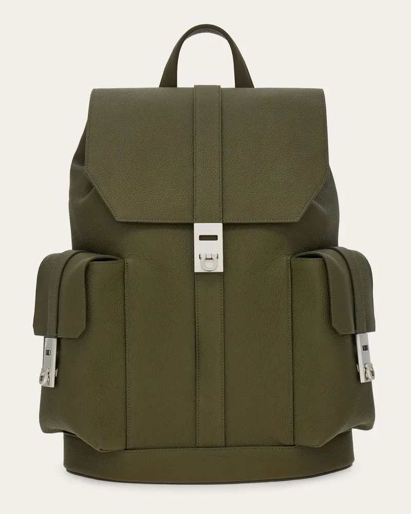 Ferragamo Herren Hug Rucksack mit Schnallen Grün Grün