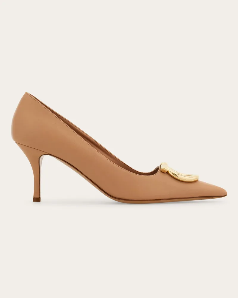 Ferragamo Damen Maxi Gancini Pumps Beige Größe Braun