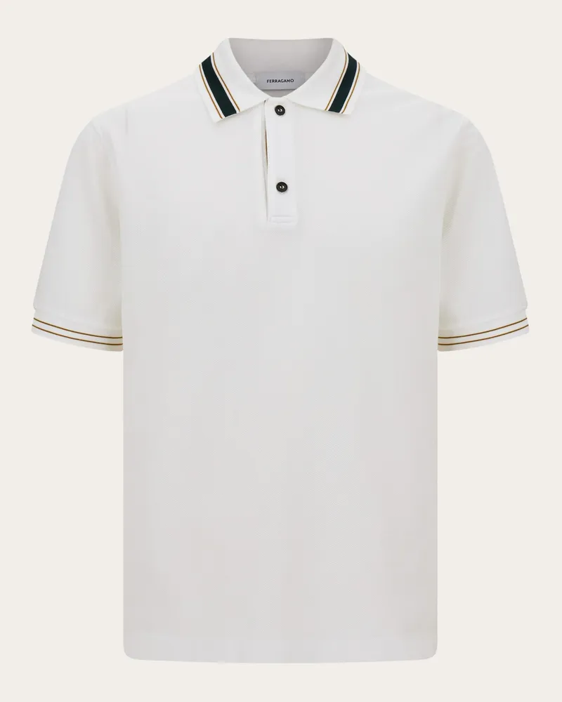 Ferragamo Herren Kurzärmliges Polohemd Weiß Weiß