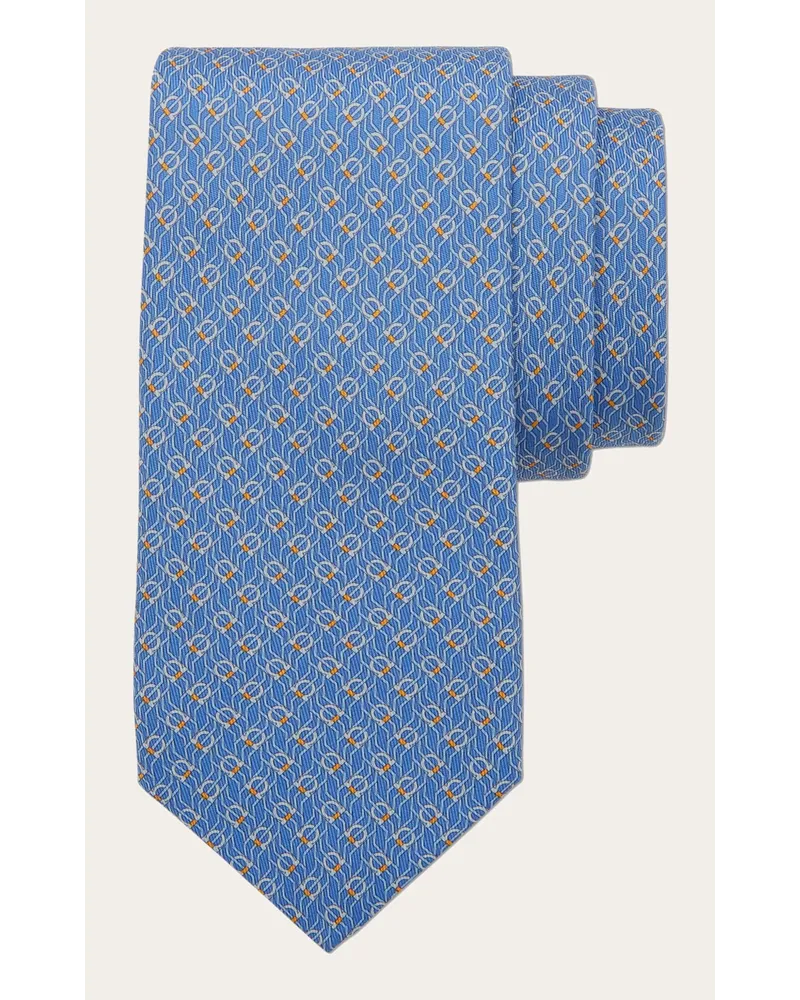 Ferragamo Seidenkrawatte mit Tetris Print Blau